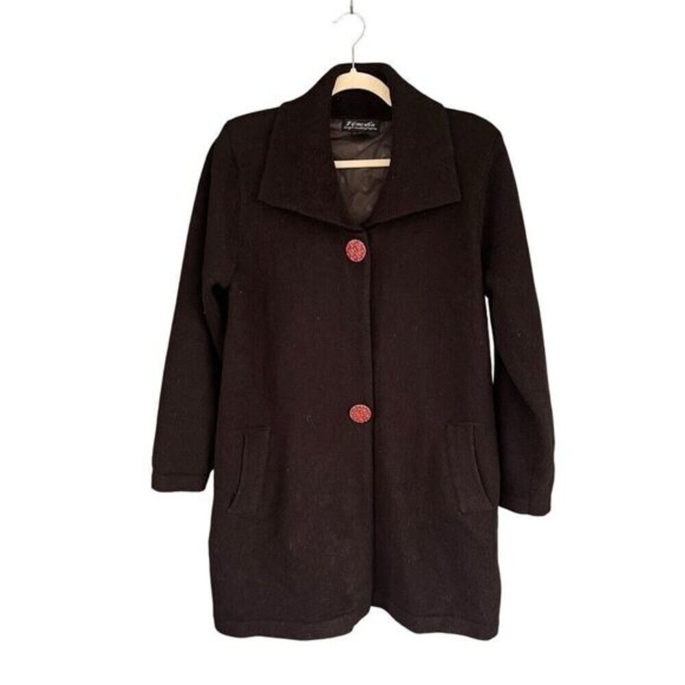 B5‎ Vintage Venesha Black Angora Peacoat Medium